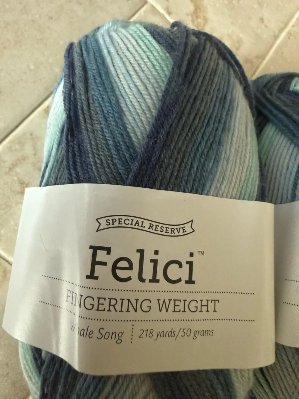 Felici Fingering Weight Yarn - Blue and Gray Blend 2 Skeins Whale Song